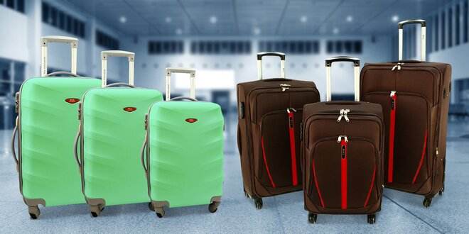 Sady kufrů na kolečkách: cestovní i skořepinové