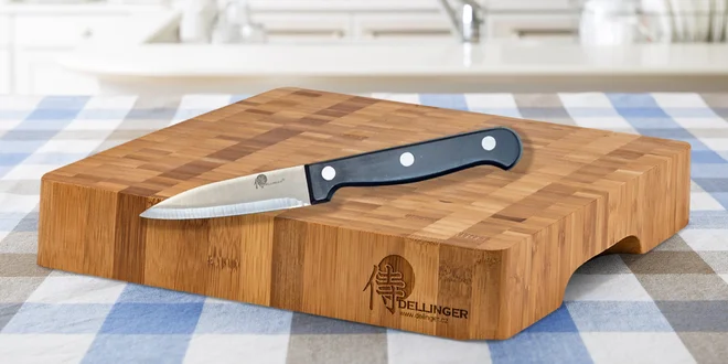Robustní bambusové prkénko a nůž Dellinger