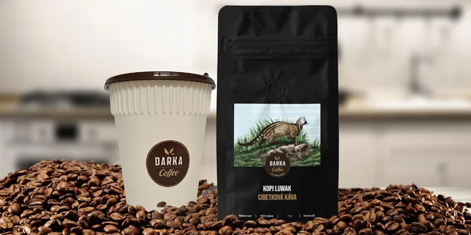 Cibetková káva Kopi Luwak a kelímek jako dárek