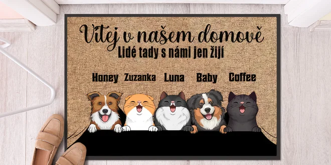 Vtipné rohožky s domácími mazlíčky na míru