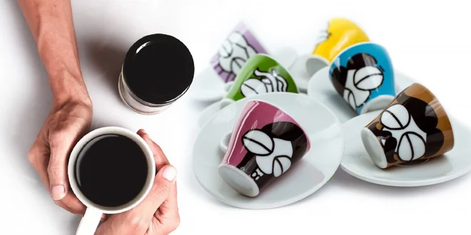 Balíčky zrnkovej kávy Julietta a sety šálok na espresso a cappuccino