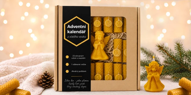 Adventný kalendár zo sviečok z včelieho vosku