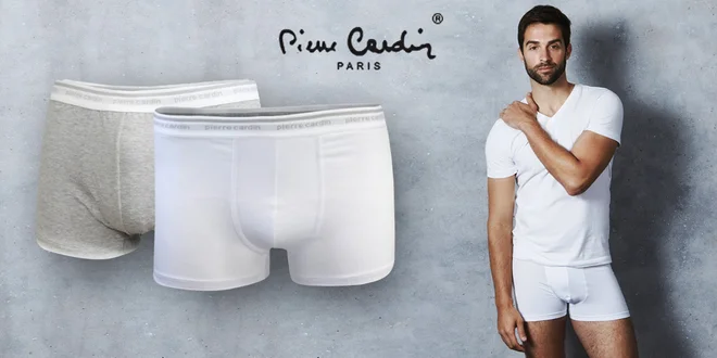 Pánské boxerky značky Pierre Cardin v bílé nebo šedé barvě