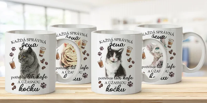 Keramické hrnky pro dámy s 16 plemeny koček