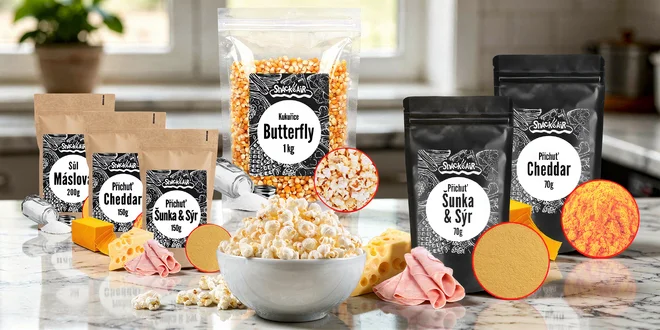 1 kg prémiového popcornu, různé příchutě i výrobník