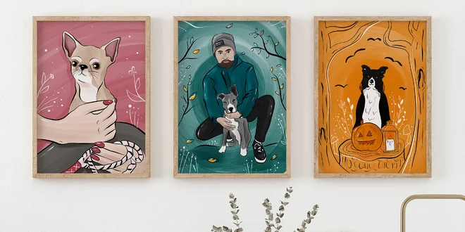 Obrazy Michaely Hradňanské: 14 psích motivů