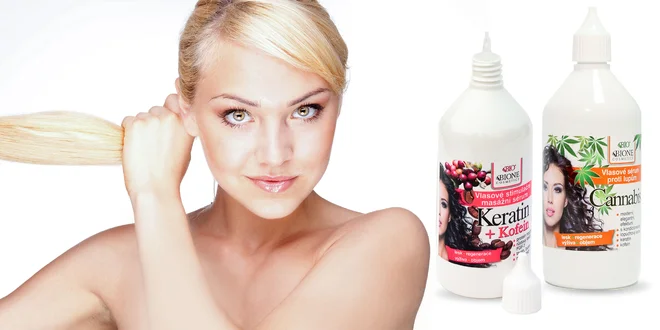Vlasové sérum proti lupinám CANNABIS alebo masážne sérum KERATIN + KOFEIN