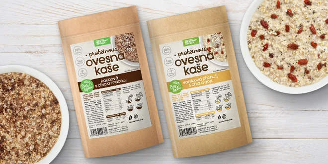 Proteinové ovesné kaše bez lepku: vanilka i kakao