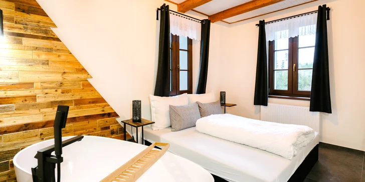 V roubence Kamenná stráň vás čeká ubytování v elegantních a moderních apartmánech. (Apartmán 1)