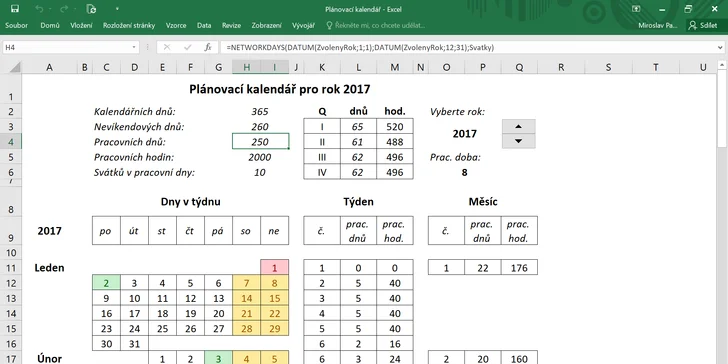 Kolik svátků připadne na pracovní dny a mnoho dalšího spočítá plánovací kalendář.