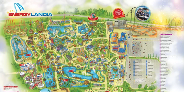 Atrakcí je tu kolem 60, k tomu spousta her, restaurací, obchůdků se suvenýry a vodní park s bazény. 