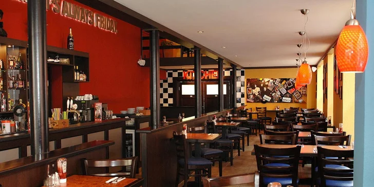 399 Kč za menu pro DVA v T.G.I. Friday´s Karlova: 2x předkrm Loaded Potato Skins a 2x nejoblíbenější Jack Daniel´s Burger. Přijďte ve dvou na nejoblíbenější šťavnaté burgery ze 100% hovězího masa a ušetřete 521Kč!!