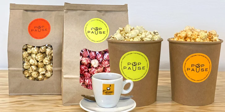 Slaný nebo sladký popcorn, káva či nápoj dle výběru i dárková balení popcornu