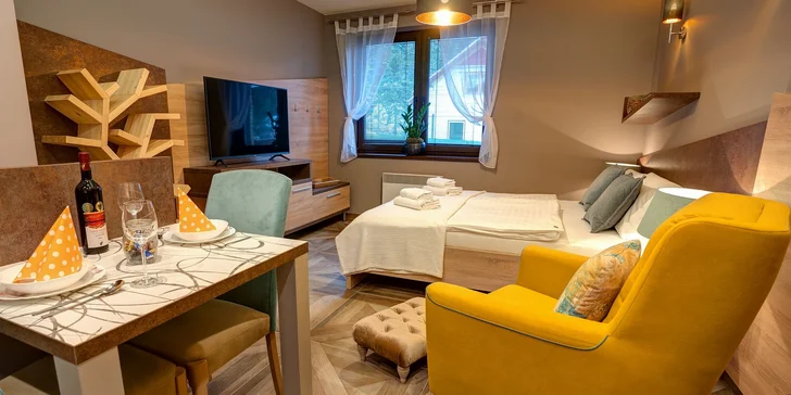 Apartmány jsou až pro 5 osob.