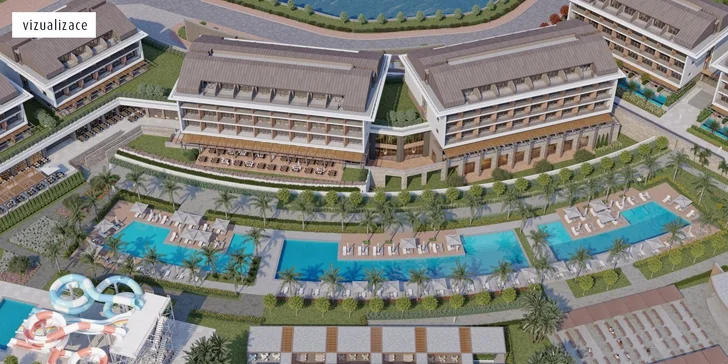 Čeká na vás ultra all inclusive jízda, která nikdy nekončí, aquapark pro malé i velké a písečná pláž s pozvolným vstupem do moře jen pár kroků od pokoje. 