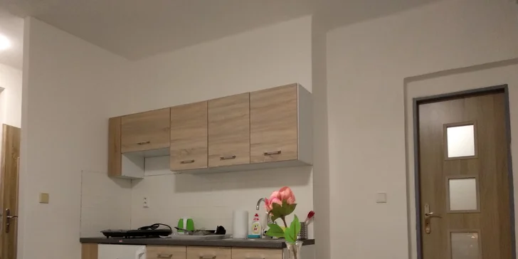 Studio má vlastní kuchyň. 