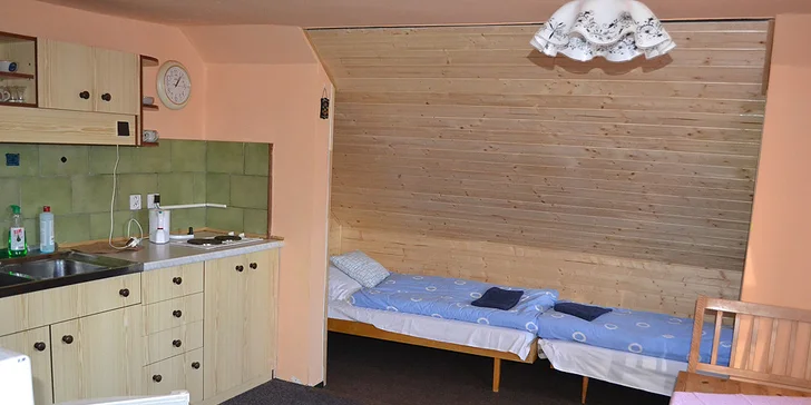 Kuchyně jsou vybaveny základním nádobím, rychlovarnou konvicí a mikrovlnnou troubou.