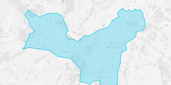 Mapa rozvozu v Ostravě