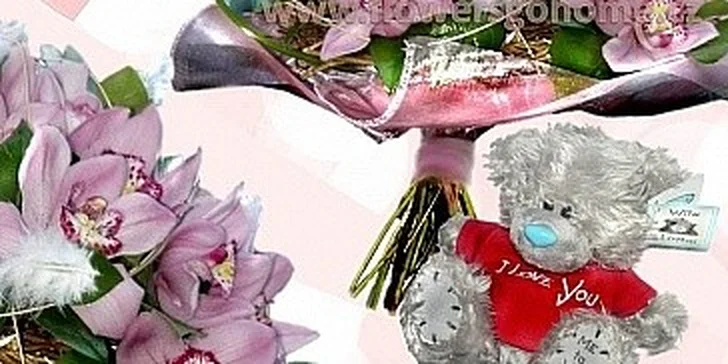 Valentýnská kytice z Orchidejí + medvídek