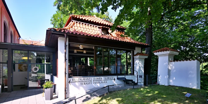 3chodové menu s mořským vlkem nebo telecím filetem v restauraci na Kampě