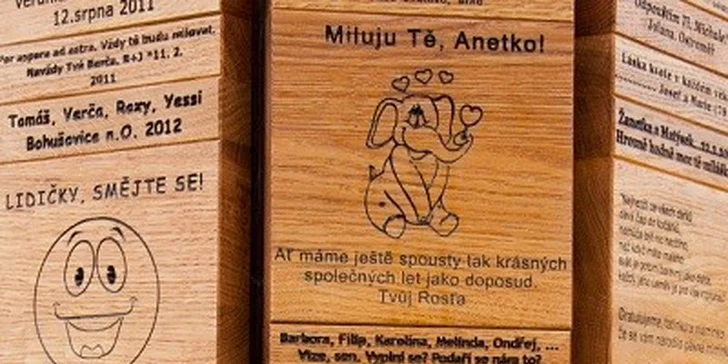 Originální vyznání lásky, nechte vyrýt váš vzkaz na dřevěnou cedulku 15x3cm