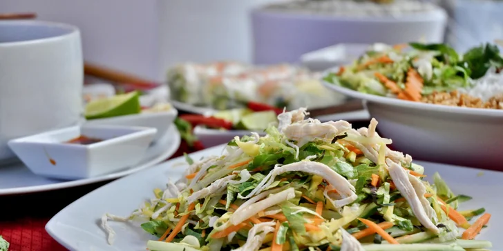 Vietnamské menu pro 2 osoby: vegetariánské speciality, phở bo i nudlová jídla