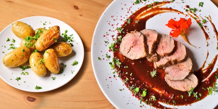 Romantické tříchodové menu při svíčkách: hráškový krém, panenka i vafle