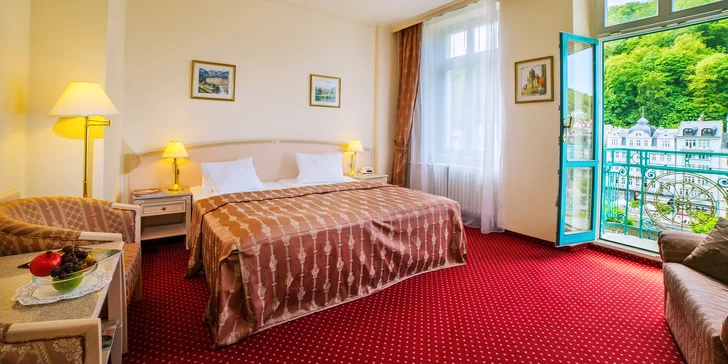 Relaxační pobyt v srdci Karlových Varů s polopenzí, wellness a procedurami