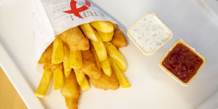 Dobrota do ruky: fish & chips z restaurace Nordsee pro dva