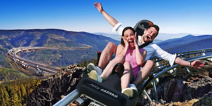 Adrenalinová jízda na Mamutí horské dráze: 3 km lesním terénem i na otevřených pláních