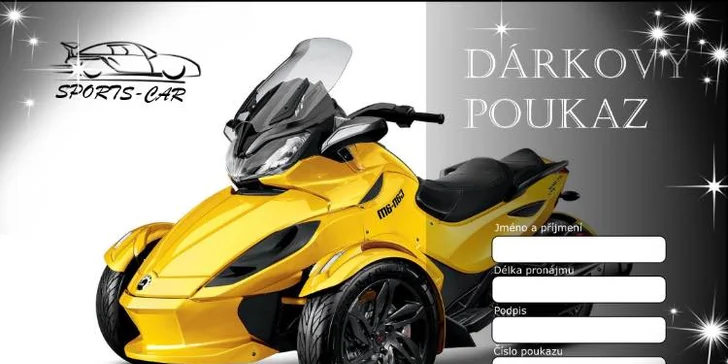 Pronájem tříkolky Can-Am Spyder ST-S na 3 hod. i víkend až pro 2 osoby