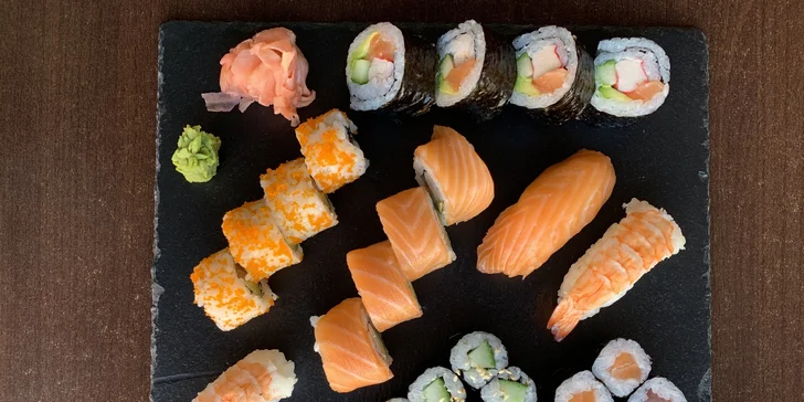 Pestré sushi sety: 24 vege rolek, ale i 22 či 32 ks s avokádem či rybami s možností rozvozu