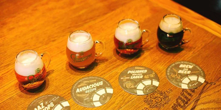 Pivní degustace i škola čepování pro 2 os. v pivovaru Staropramen nebo prohlídka pro jednoho