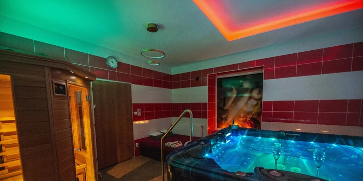 Relaxujte v soukromí: privátní wellness se sektem i romantickým balíčkem pro 2 osoby