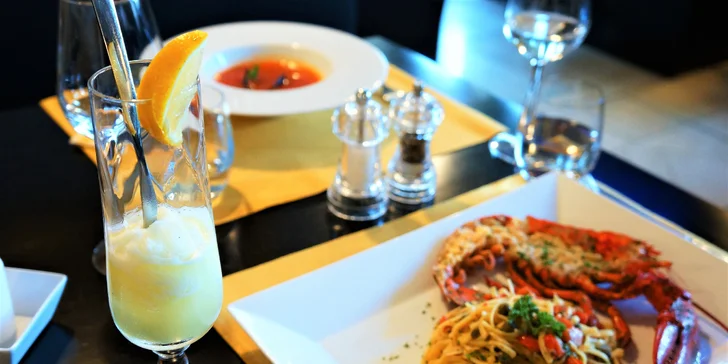 3chodové menu s humrem v luxusní restauraci v centru Brna