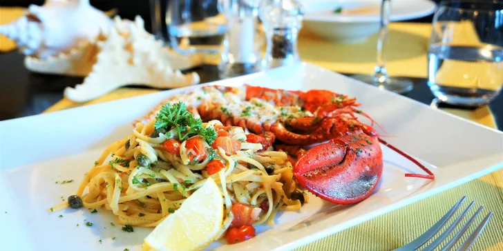 3chodové menu s humrem v luxusní restauraci v centru Brna