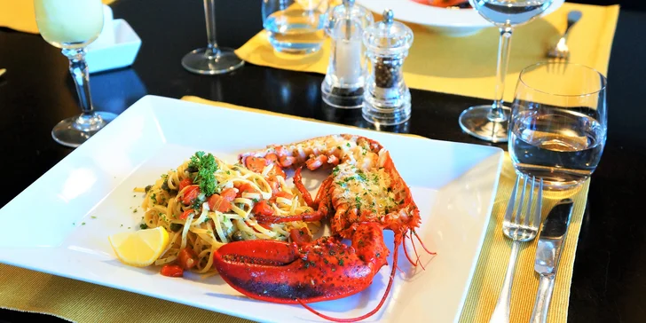 3chodové menu s humrem v luxusní restauraci v centru Brna