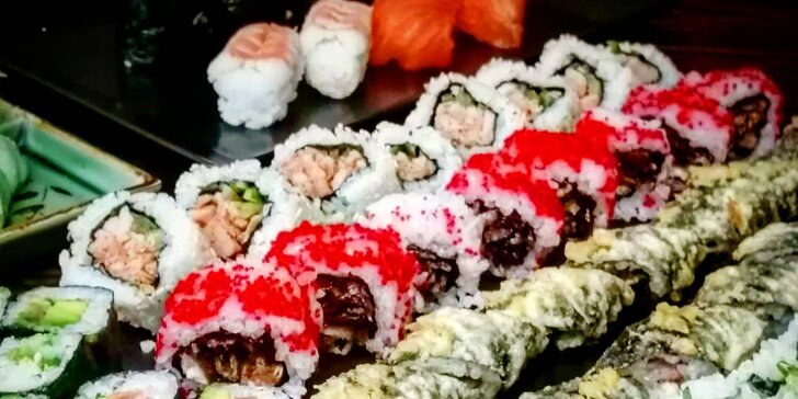 38 nebo 78 kousků sushi pro milovníky Asie: losos, krevety i houbičky shitake