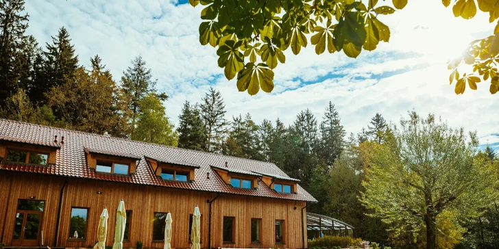 Nádherné ubytování v přírodě s polopenzí, vínem a privátním wellness
