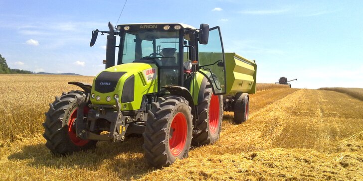 45 nebo 75 min. jízdy na traktoru Claas Arion 420 v reálných situacích na poli pro 1 osobu