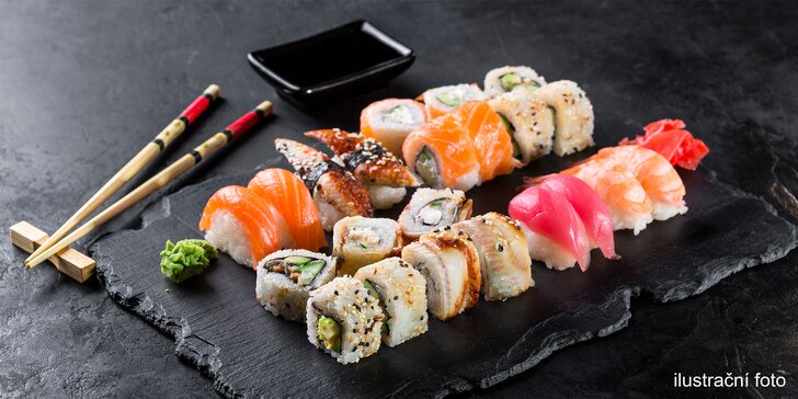 38 nebo 78 kousků sushi pro milovníky Asie: losos, krevety i houbičky shitake