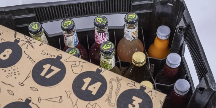 Bezobalový adventní kalendář s prémiovou limonádou, vč. bio varianty