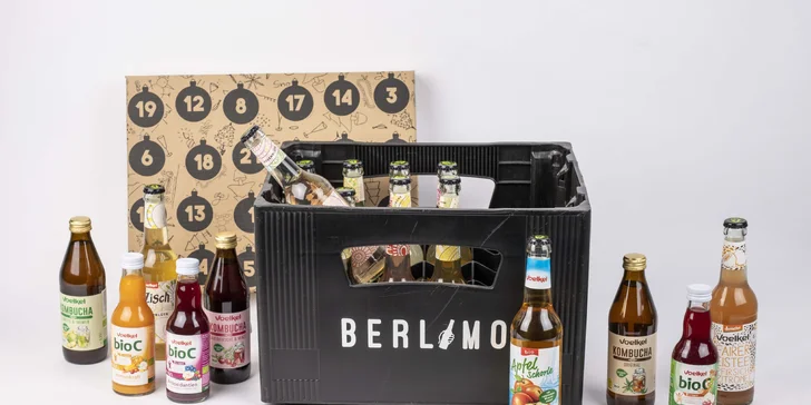 Bezobalový adventní kalendář s prémiovou limonádou, vč. bio varianty