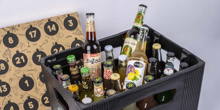 Bezobalový adventní kalendář s prémiovou limonádou, vč. bio varianty