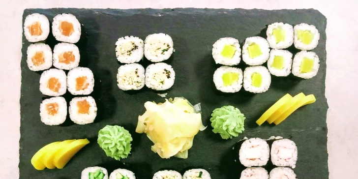 Makimono sety: 40–112 ks maki sushi vč. veganské varianty