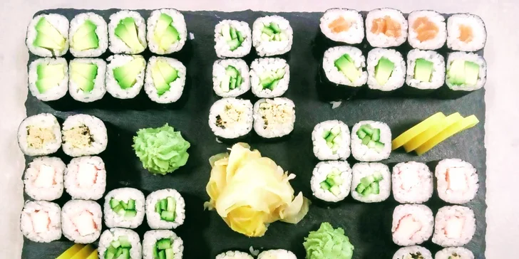 Makimono sety: 40–112 ks maki sushi vč. veganské varianty