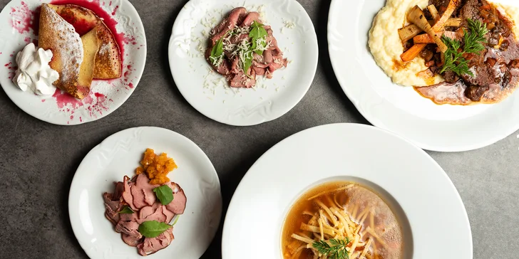 4chodové zimní menu pro milovníky masa v restauraci Garnet