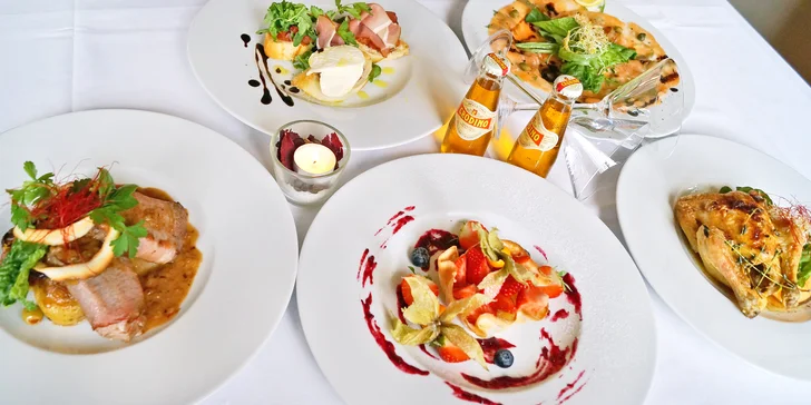 Italské menu pro 2: jako hlavní chod baby kuřátko nebo hovězí saltimbocca
