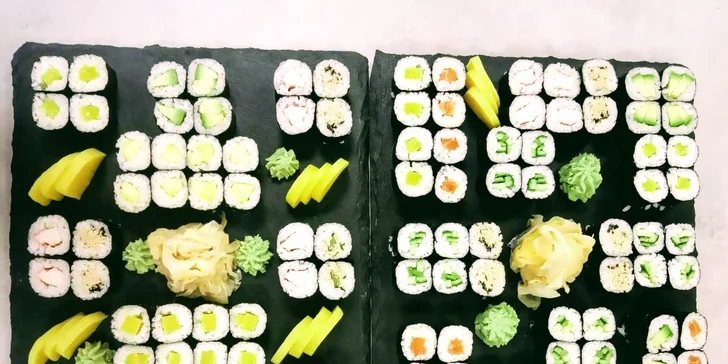 Makimono sety: 40–112 ks maki sushi vč. veganské varianty