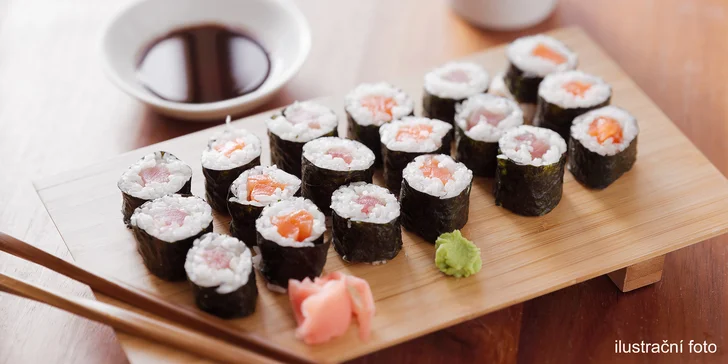 Makimono sety: 40–112 ks maki sushi vč. veganské varianty